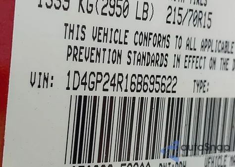 2006 Dodge Grand Caravan Se from USA, damaged, VIN 1D4GP24R16B695622